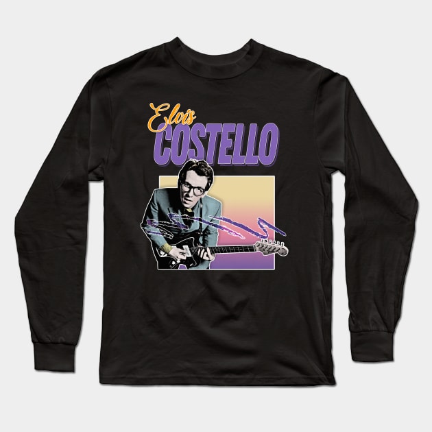 Elvis Costello / 80s Style Aesthetic Design Long Sleeve T-Shirt by DankFutura